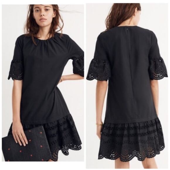 Madewell Eyelet Drop Waist Shift Dress Size Medium - Picture 1 of 10